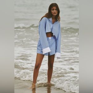 Stripped poplin shirt, stripped poplin short